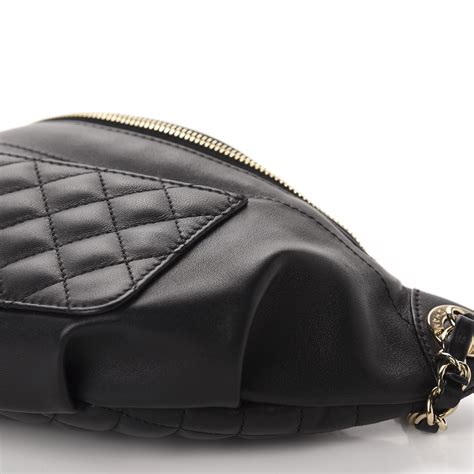 chanel waist bag quilted black|CHANEL Lambskin Quilted Waist Bag Fanny Pack Black.